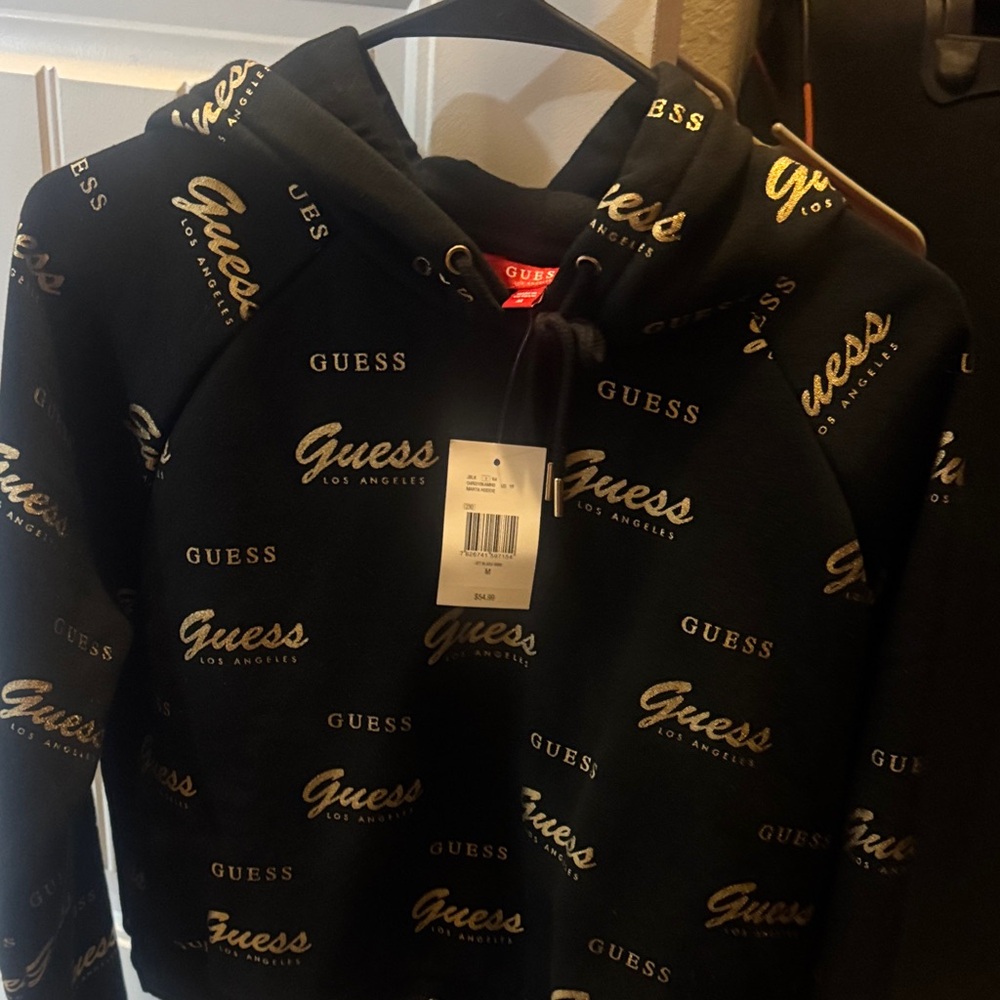 Guess Black and Gold Logo Hoodie